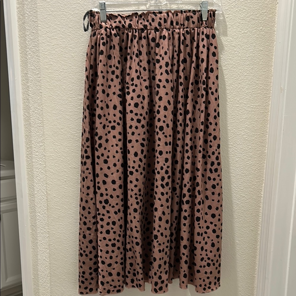 SHEIN Polka Dot Maxi Skirt - Pink and Black